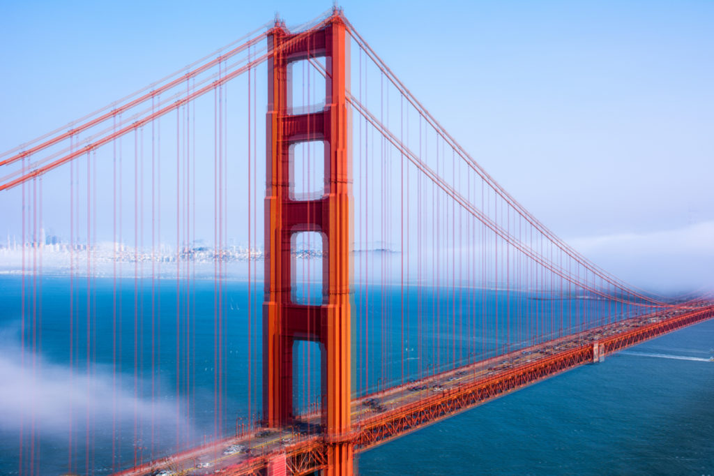 Blurred image of the Golden Gate Bridge in San Fransisco. Example of vision with astigmatism.